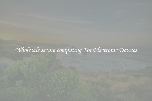 Wholesale secure computing For Electronic Devices